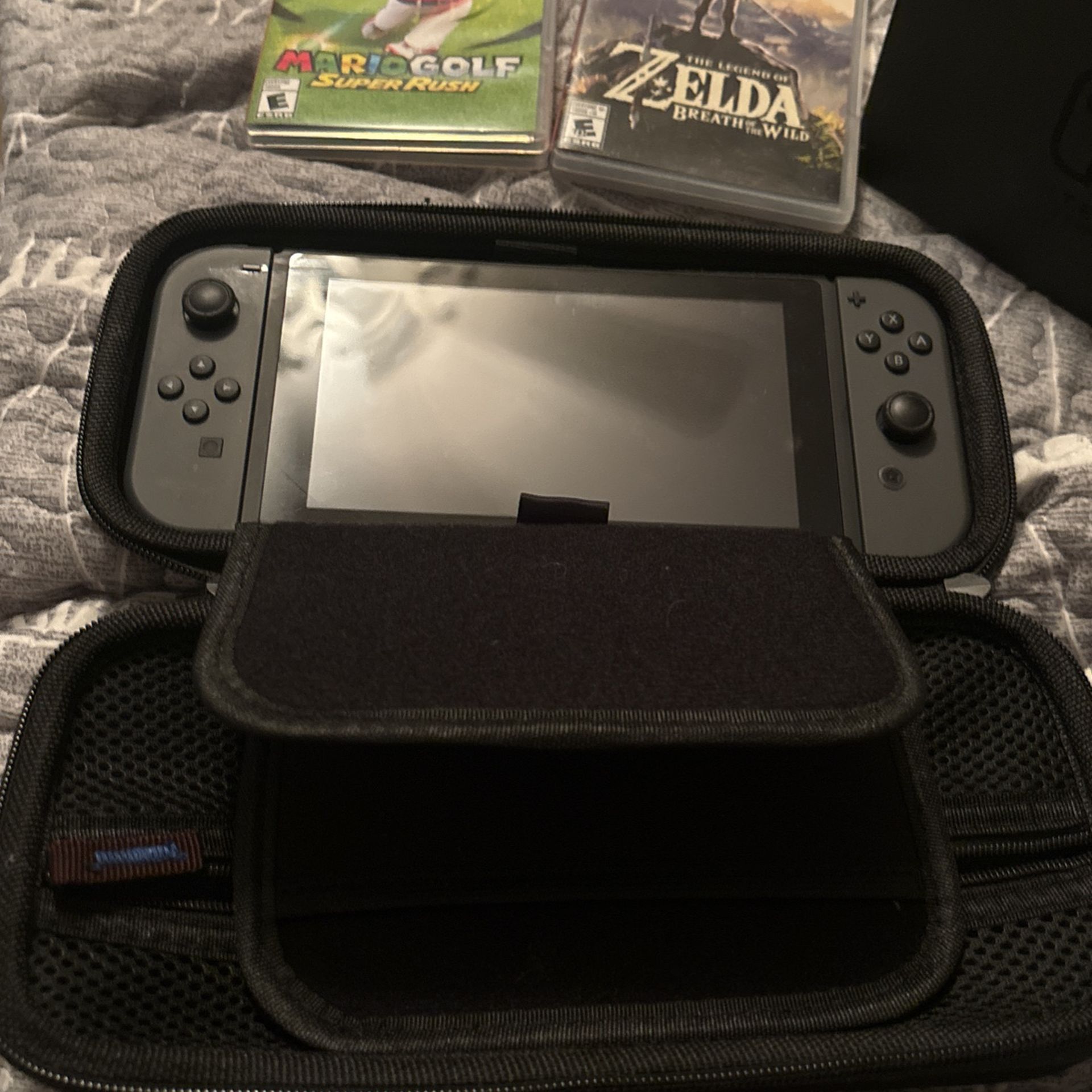 Nintendo Switch Bundle! Zelda Breath Of Wild And Mario Golf Included, Along With All Accessories