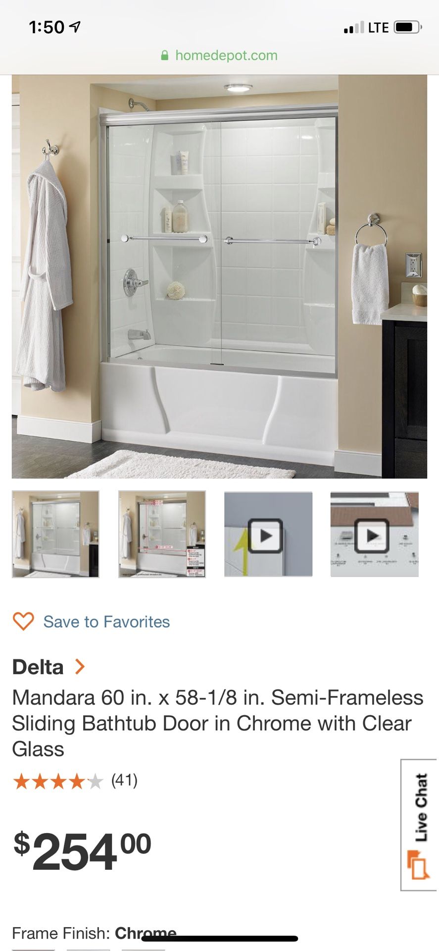 Delta sliding bathtub doors