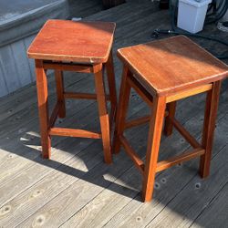 3 Wooden Stools 26" High 