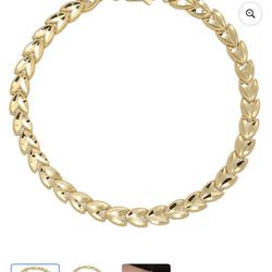 14k Gold Laurel Chevron Leaf Bracelet