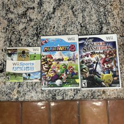 Wii Sports, Mario Party 8, Smash Bros, Brawl