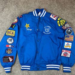 Vintage Westark St James Bulldogs Snap Bomber Jacket Patches M