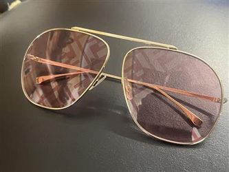 Fendi Oversized Gold-Tone Square Aviator Sunglasses