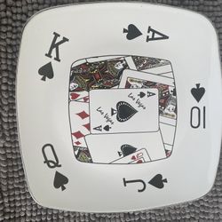 Las Vegas Poker Playing Card Ceramic Plate.