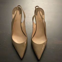 Christian Louboutin- Tan Patent Clare Sling Heel