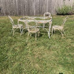 Vintage 5 Pc Wrought Iron Patio Set 