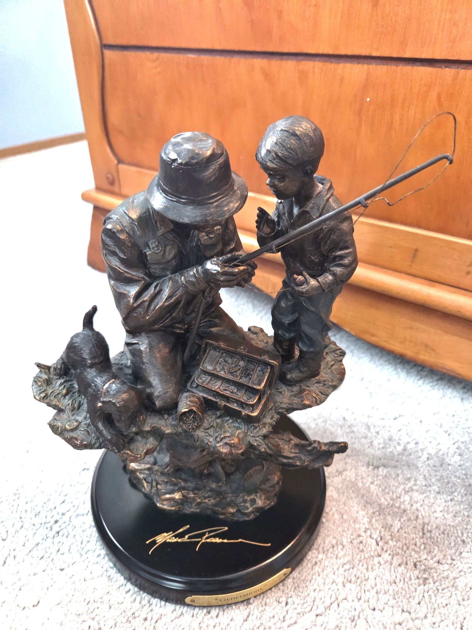 Bronze Fishing Statue
