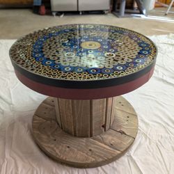 Spool Table, Spool, End Table, Table.