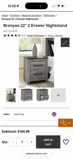King size bed frame and vanity Ashley Bronyan 2-Drawer Nightstand Dark Gray