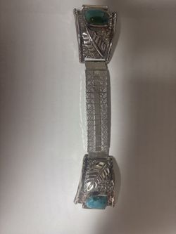 Men’s Vintage Silver And Turquoise Watch Band