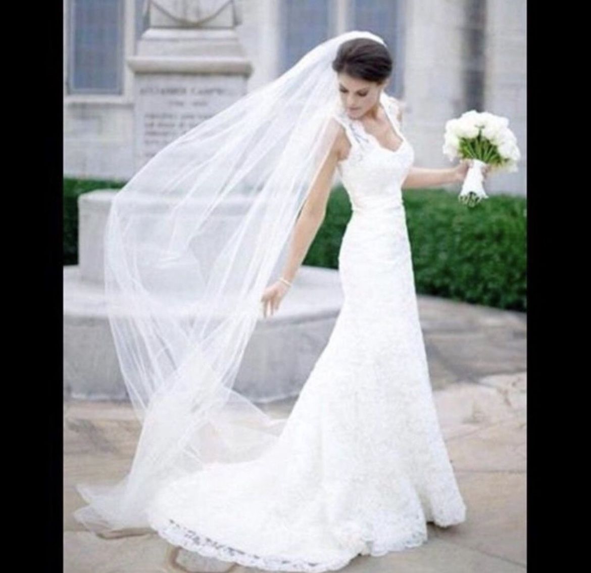 Bride Wedding Veil Long Cathedral Veil Drop Veil Soft Tulle Bridal Veils (White)
