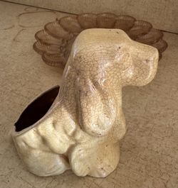 Vintage Shawnee White Pottery Spaniel Dog Planter/Vase