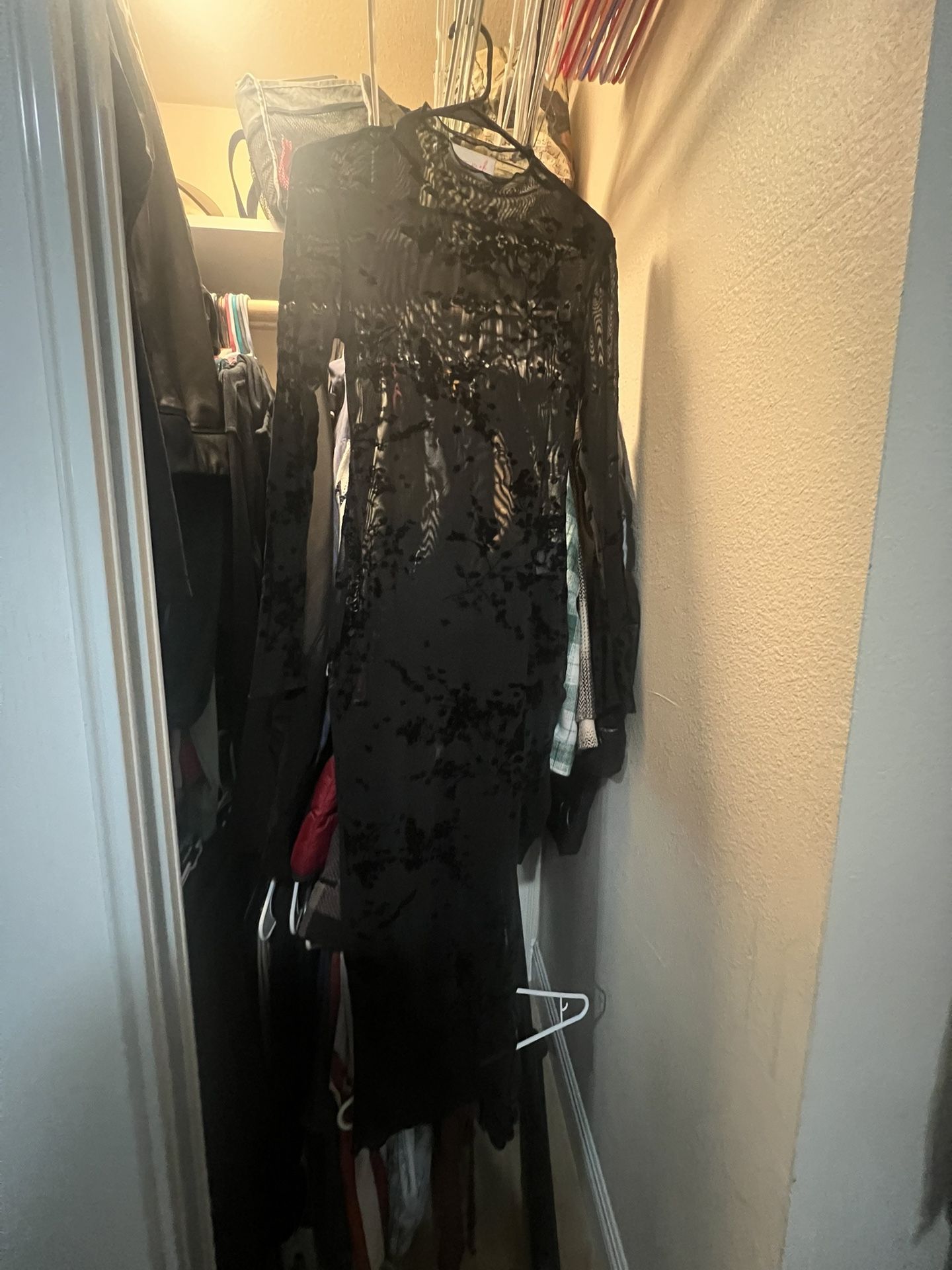 Black Long Dress Open Slit 