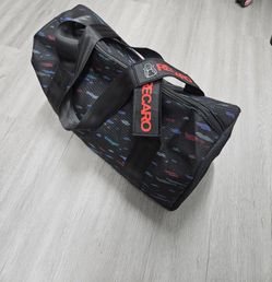 BRAND NEW DUFFLE TRAVEL GYM RECARO BAG WITH BLACK HARNESS STRAP JDM SEAT CLOTH RACING