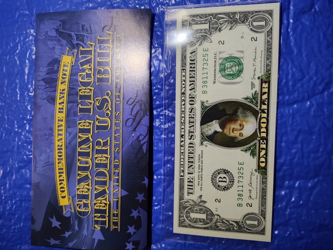 This Is A Colorized $1 Bill With George Washington's Face Upside Down..