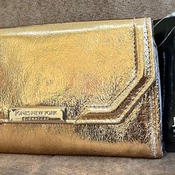 Jones New York Brand Rose Gold Metallic Wallet