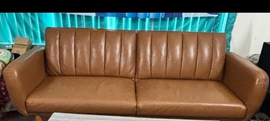 Leather sofa foldable bed