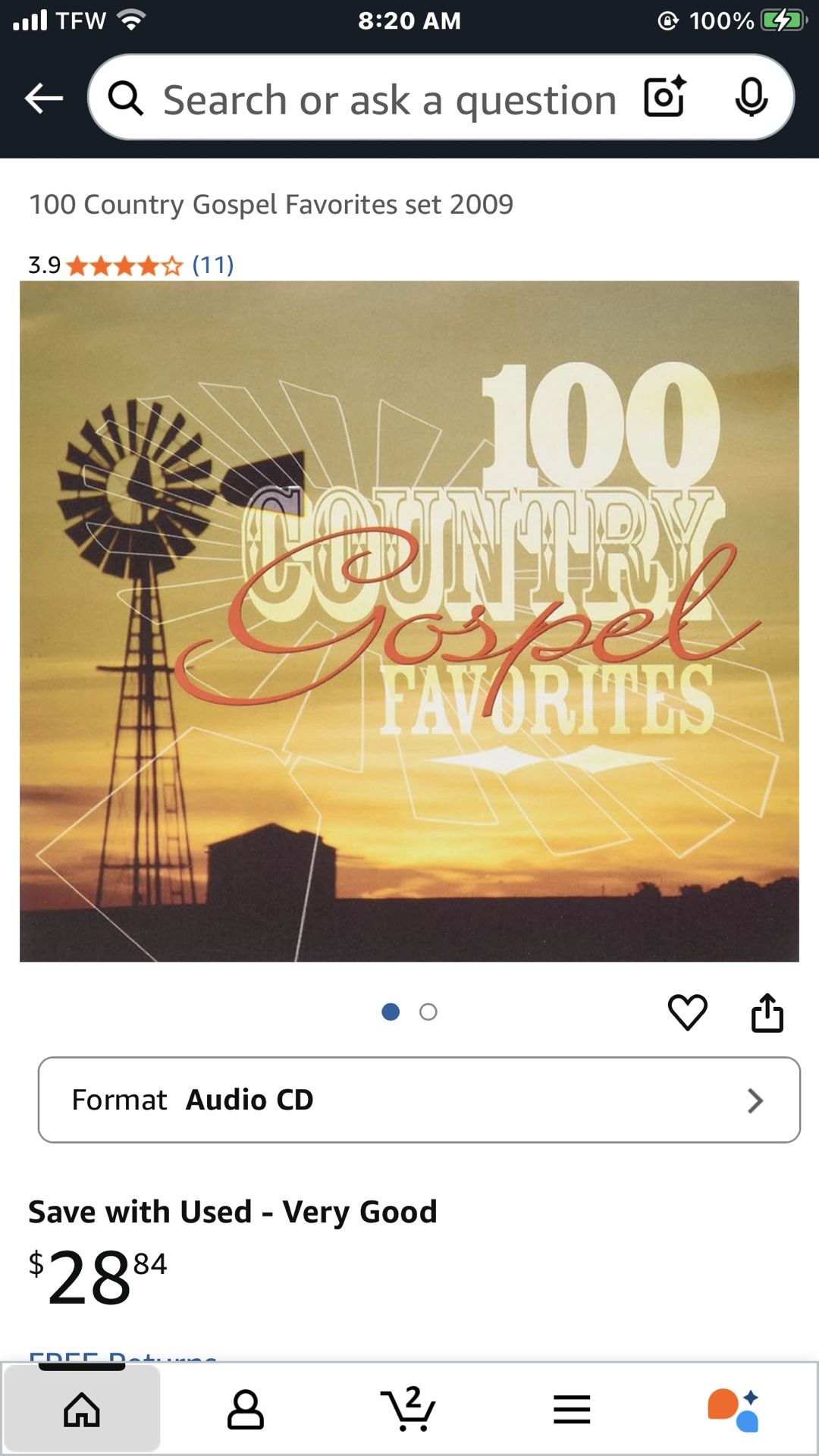 100 Country Gospel Favorites-CD -NEW
