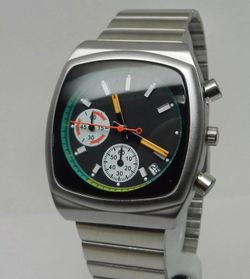 Men's Ciloa Classic Retro Industrial Brew Style Black Chronograph Dial Watch NEW