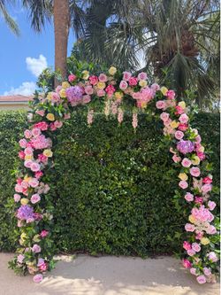Artificial flower arch backdrop