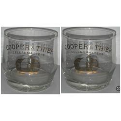 Cooper & Thief Etched Lowball Rocks Glasses Heavy Whiskey / Cocktail Glasses