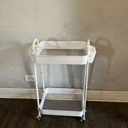 White 2-Tier Rolling Utility Cart