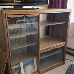 Brown Wood Entertainment Center, Glass Doors