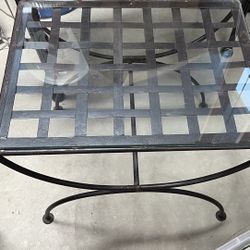 Glass And Wrought Iron Table 