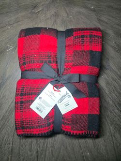 Woolrich Red Black Plaid Oversized Throw Blanket Buffalo Check Machine Washable