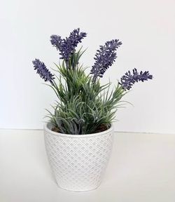 10” Faux Lavender in a White Pot
