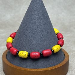 Natural Red And Yellow Turquoise Bracelet 