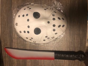Jason Voorhees Halloween Costume Mask and Knife Set