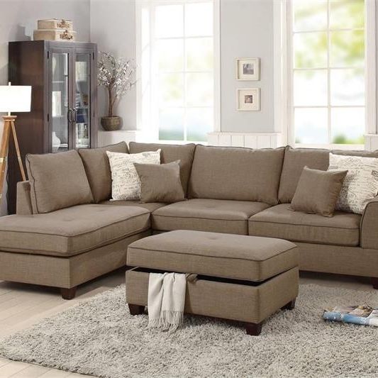 Mocha Reversible Sectional & Storage Ottoman 