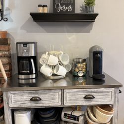 Coffe Bar Cart Farmhouse Table Gray white Wash