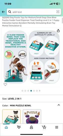 QQQNG Dog Puzzle Toys for Medium/Small Dogs Slow Blow Puzzles Feeder Food Dispenser Treat Feeding Level 2 in 1 Puppy Interactive Games Boredom Mentall