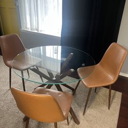 Glass Table W/ 3 Chairs 