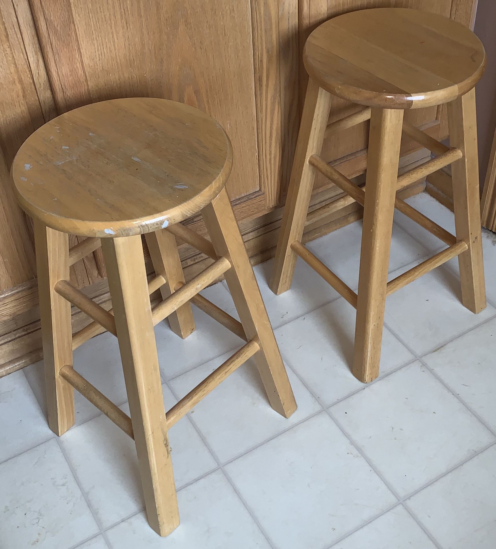 Oak bar stools (2)