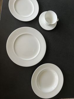 Crate And Barrel White Pearl Bone China