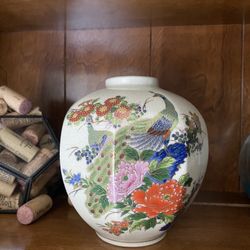 Vintage Japanese Peacock Vase