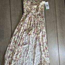 Nwt: Stitch & Pine Girls Large (14) Floral Romper Smocked Bodice High-Low Shorts Boho