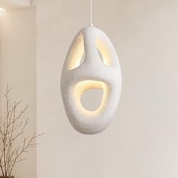 Wabi Sabi Pendant Light 11.8 in White Modern Pendant Lights 3 Color Adjustable LED Bulb