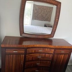 Modern Wood Dresser Set w/ Mirror + 2 Nightstands – $35 