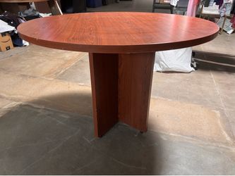 Round Cherry Wood Table — Conference/Dining/Poker