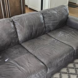 Medici Gray Leather Sofa