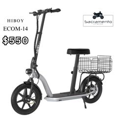 Brand New Electric Scooter For Sale In Sacramento! Hiboy ECOM 14 – 450W, 22MPH, 30-Mile Range, Fat Tires, Seat, LED Lights – Only $550 