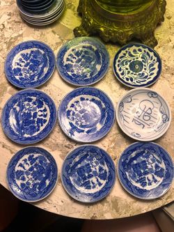 9 Butter Pats Vintage Blue and White Collection