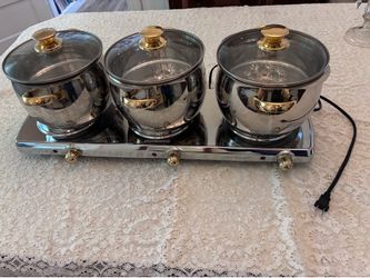 Triple burner buffet set