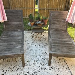 Two Solid Teak Lounge Chairs From Terrain