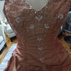 two-tone orange quinceañera dress 