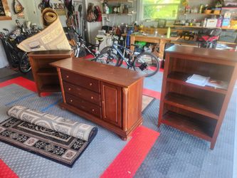 Baby Changing Table And Dresser (Solid Wood), 2 Cabinets, And 2 Carpets (1 Light And 1 Dark)